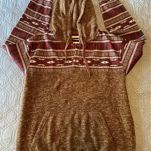 Hooey Men's Nomad Jimmy Brown With Aztec Hooded Sweatshirt